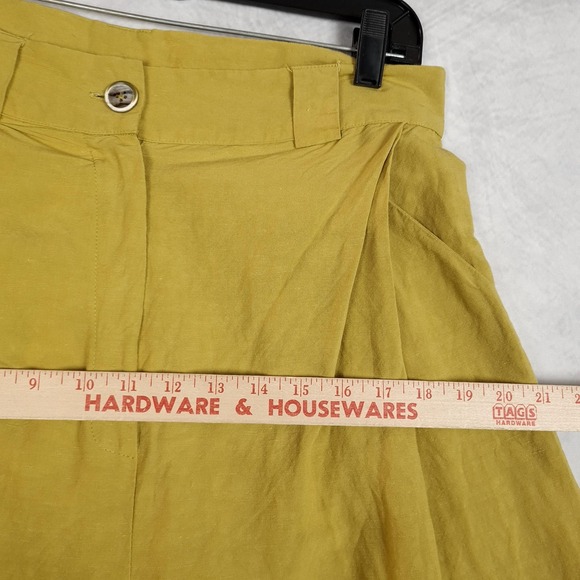 OZAI N KU Mandala Pants Womens Large Yellow Wide Leg Linen Rayon Pleated Casual - Picture 8 of 16